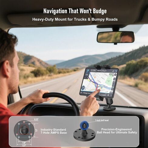 Industrial Tablet Mount for Truck&Vehicle, Heavy Duty Drill Base iPad Mount in Saudi Arabia