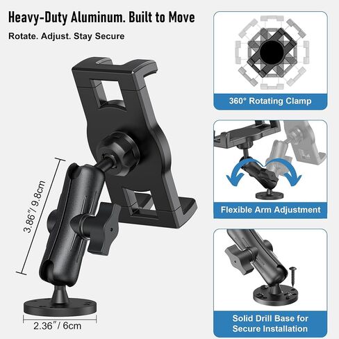Industrial Tablet Mount for Truck&Vehicle, Heavy Duty Drill Base iPad Mount in Saudi Arabia