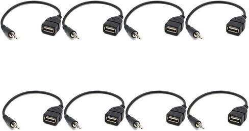 8pcs 3.5mm Male Audio Aux Jack to USB 2.0 Type A Female OTG Converter Cable Flexible Protection 20cm/7.9inch High Definition Sound Black in Saudi Arabia