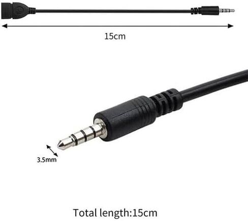 8pcs 3.5mm Male Audio Aux Jack to USB 2.0 Type A Female OTG Converter Cable Flexible Protection 20cm/7.9inch High Definition Sound Black in Saudi Arabia