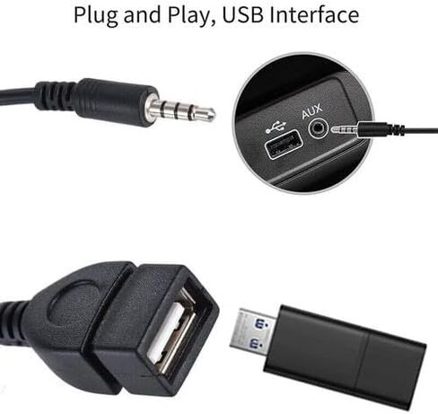 8pcs 3.5mm Male Audio Aux Jack to USB 2.0 Type A Female OTG Converter Cable Flexible Protection 20cm/7.9inch High Definition Sound Black in Saudi Arabia