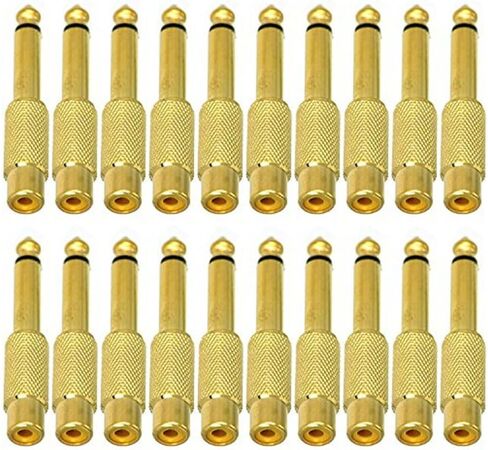 20pcs 6.35mm 1/4" Male Mono Plug to RCA Female Jack Audio Adapter, Gold-Plated, for Mic/Speaker Mono Connection in Saudi Arabia