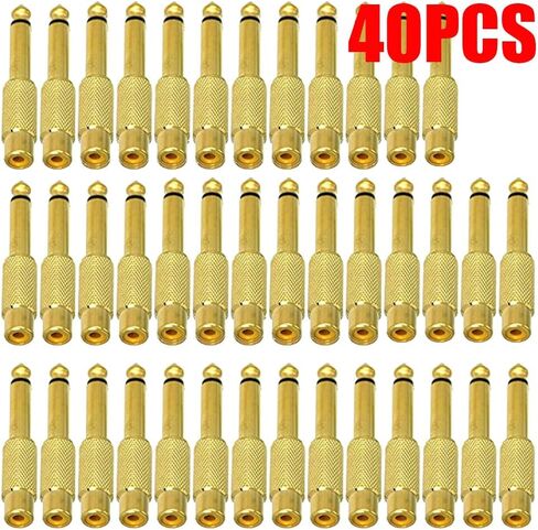 40pcs Gold 6.35mm 1/4" Male Mono Plug to RCA Female Jack Audio Adapters for Home, KTV & Microphone Use in Saudi Arabia