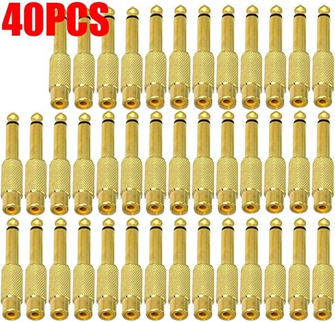 40pcs Gold 6.35mm 1/4" Male Mono Plug to RCA Female Jack Audio Adapters for Home, KTV & Microphone Use in Saudi Arabia