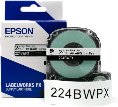Epson LABELWORKS 224BWPX Label Tape - Black on White - 1" (24mm), 30ft in Saudi Arabia