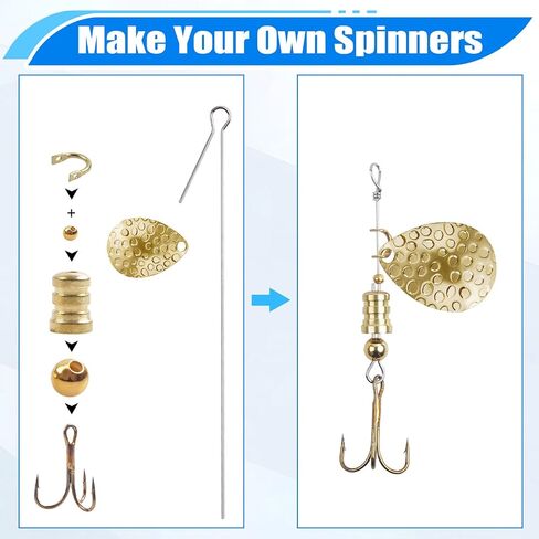 Fishing Spinner Lures Making Kit,141pcs Inline Spinner Colorado Blades Clevis Shaft Treble Hooks Pliers Spinnerbaits Accessories for DIY Fishing Lure Making Supplies Tackle in Saudi Arabia