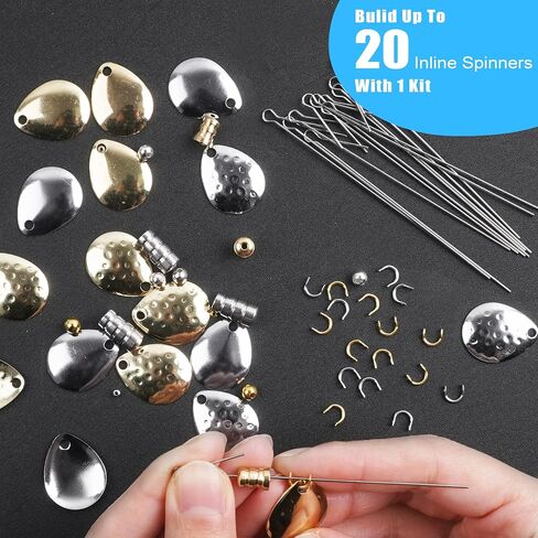 Fishing Spinner Lures Making Kit,141pcs Inline Spinner Colorado Blades Clevis Shaft Treble Hooks Pliers Spinnerbaits Accessories for DIY Fishing Lure Making Supplies Tackle in Saudi Arabia