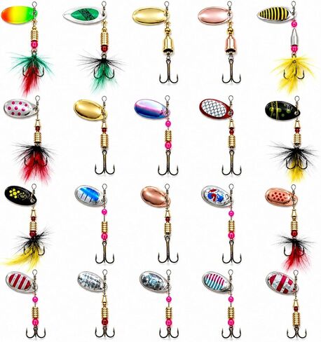 20PCS Fishing Spinners, Inline Spinner Lures for Trout Bass Pike in Saudi Arabia