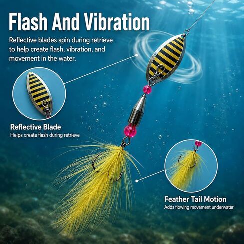 20PCS Fishing Spinners, Inline Spinner Lures for Trout Bass Pike in Saudi Arabia
