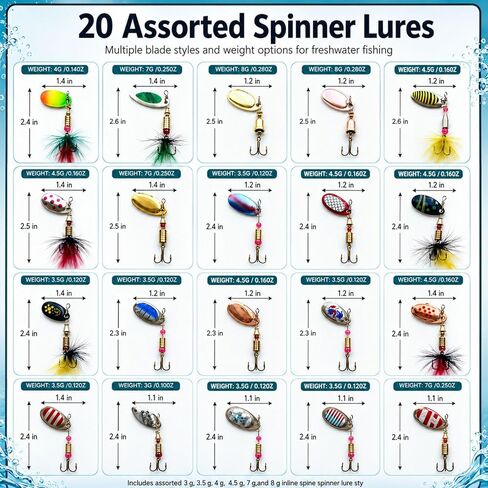 20PCS Fishing Spinners, Inline Spinner Lures for Trout Bass Pike in Saudi Arabia