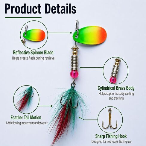 20PCS Fishing Spinners, Inline Spinner Lures for Trout Bass Pike in Saudi Arabia