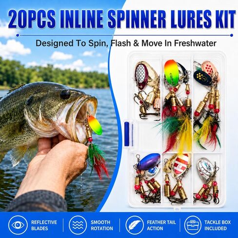 20PCS Fishing Spinners, Inline Spinner Lures for Trout Bass Pike in Saudi Arabia