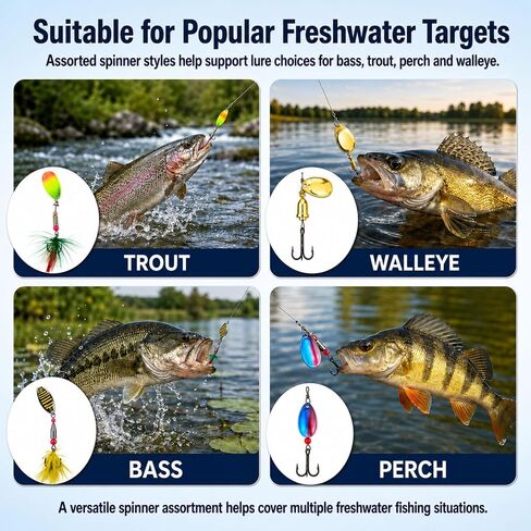 20PCS Fishing Spinners, Inline Spinner Lures for Trout Bass Pike in Saudi Arabia