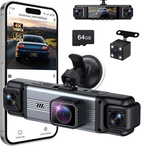 4 Channel 360° Dash Cam Front and Rear Inside Left & Right, Free 64GB Card in Saudi Arabia