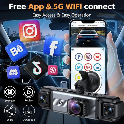 4 Channel 360° Dash Cam Front and Rear Inside Left & Right, Free 64GB Card in Saudi Arabia
