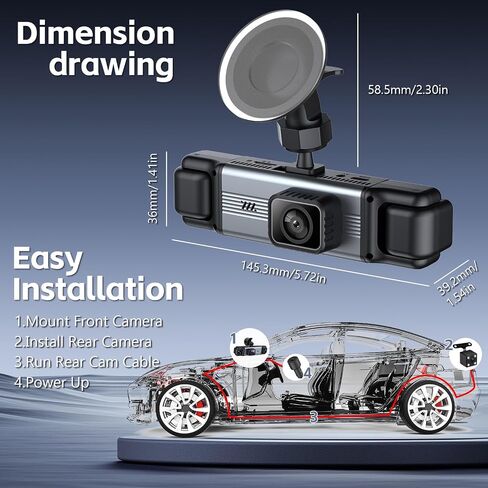 4 Channel 360° Dash Cam Front and Rear Inside Left & Right, Free 64GB Card in Saudi Arabia