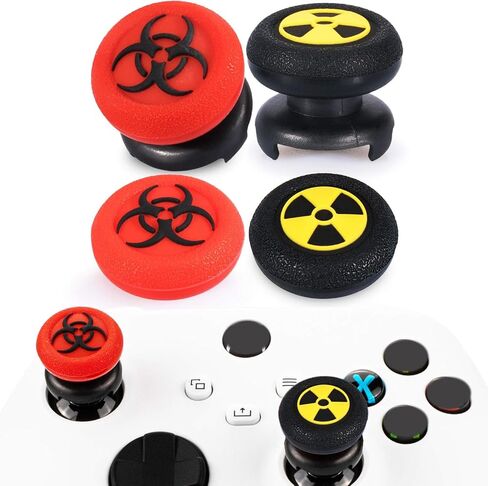 FPS Thumbstick Extender x 2 & Printing Rubber Silicone Grip Cover x 4 for Xbox Series X/S & Xbox One Controller(Radiation Black & BioH Red) in Saudi Arabia