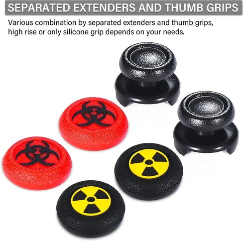 FPS Thumbstick Extender x 2 & Printing Rubber Silicone Grip Cover x 4 for Xbox Series X/S & Xbox One Controller(Radiation Black & BioH Red) in Saudi Arabia