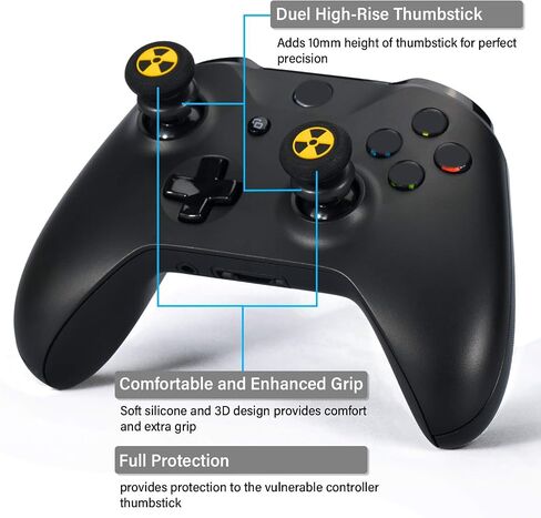 FPS Thumbstick Extender x 2 & Printing Rubber Silicone Grip Cover x 4 for Xbox Series X/S & Xbox One Controller(Radiation Black & BioH Red) in Saudi Arabia