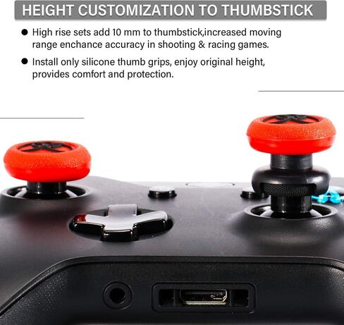 FPS Thumbstick Extender x 2 & Printing Rubber Silicone Grip Cover x 4 for Xbox Series X/S & Xbox One Controller(Radiation Black & BioH Red) in Saudi Arabia