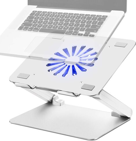 وسادة تبريد للكمبيوتر المحمول SOUNDANCE مع مروحة منخفضة الضوضاء ومحاور USB 3.0، مبرد كمبيوتر محمول جيد التهوية يمنع ارتفاع درجة الحرارة، حامل كمبيوتر محمول مريح يدعم ما يصل إلى 17 بوصة كمبيوتر محمول للألعاب، ألومنيوم in Saudi Arabia