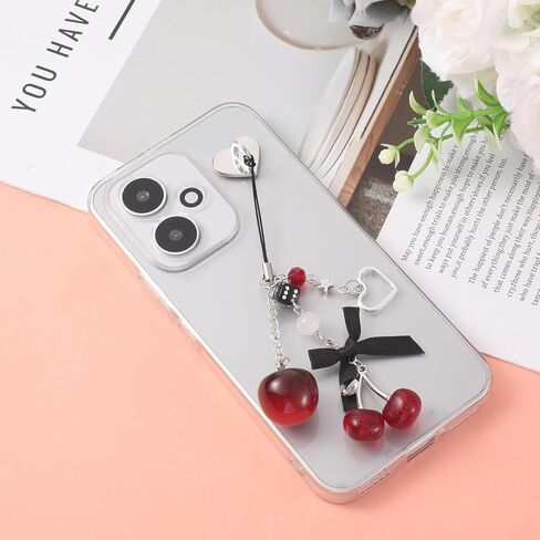 Cherry Keychain Charm Cute Phone Charm Strap, Cherry Phone Chain Lanyard Pendant Wrist Strap for Bag Key Camera Purse Decoration in Saudi Arabia