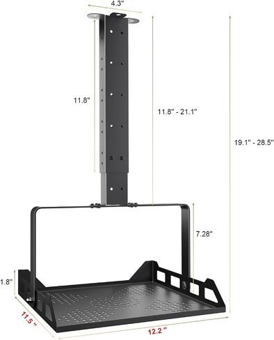 Salange 3-in-1 Projector Mount, Adjustable Height Ceiling/Wall Mount with Tray, Heavy-Duty Stand w Cable Management, Holds Up to 22 lbs, Ideal for Home Theater and Office (Black) in Saudi Arabia