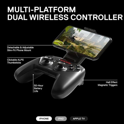 SteelSeries Nimbus+ Bluetooth Mobile Gaming Controller with iPhone Mount, 50+ Hour Battery Life, Apple Licensed, Made for iOS, iPadOS, tvOS in Saudi Arabia