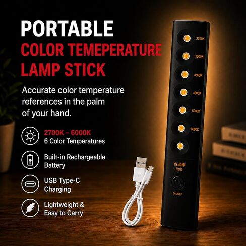 Wired4Signs Portable Color Temperature Lamp Stick - Adjustable 2700K‑6000K LED Light Bar with Rechargeable Battery and USB‑C Charging in Saudi Arabia