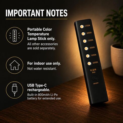 Wired4Signs Portable Color Temperature Lamp Stick - Adjustable 2700K‑6000K LED Light Bar with Rechargeable Battery and USB‑C Charging in Saudi Arabia