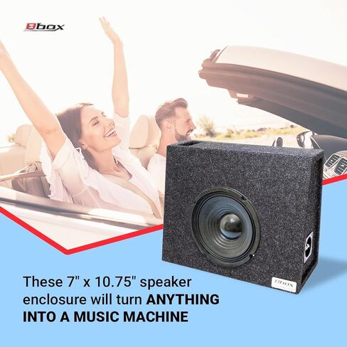 Atrend 8" Single Universal Truck Style Vented Subwoofer Enclosure - Mitered & Dado End Panels - Premium Carpeted Finish, Silver Spring-Loaded Terminal & 5/8" MDF Construction- Upgrade Your Audio Setup in Saudi Arabia