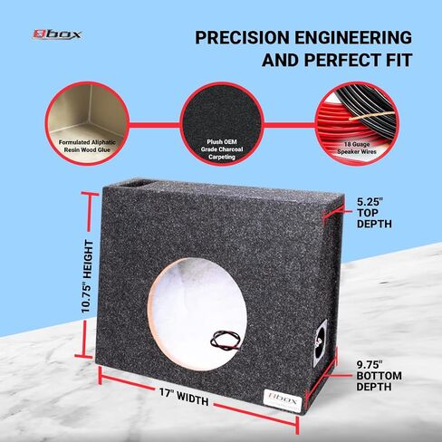 Atrend 8" Single Universal Truck Style Vented Subwoofer Enclosure - Mitered & Dado End Panels - Premium Carpeted Finish, Silver Spring-Loaded Terminal & 5/8" MDF Construction- Upgrade Your Audio Setup in Saudi Arabia