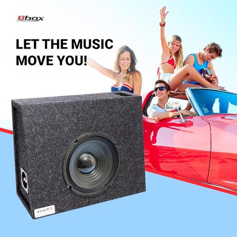 Atrend 8" Single Universal Truck Style Vented Subwoofer Enclosure - Mitered & Dado End Panels - Premium Carpeted Finish, Silver Spring-Loaded Terminal & 5/8" MDF Construction- Upgrade Your Audio Setup in Saudi Arabia