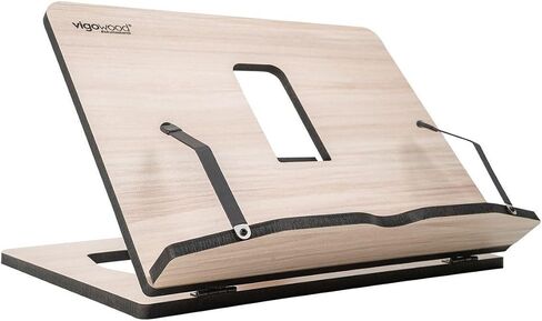 Wooden Book Stand Reading Holder for Cookbooks Quran Tablet Adjustable Height 13.8 in - Ecru - Ecru in Saudi Arabia