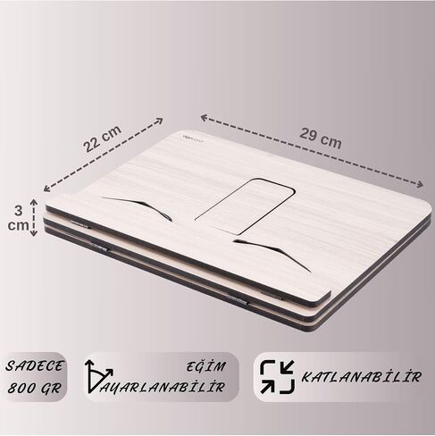 Wooden Book Stand Reading Holder for Cookbooks Quran Tablet Adjustable Height 13.8 in - Ecru - Ecru in Saudi Arabia
