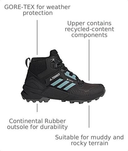 حذاء Adidas النسائي Zapatilla Terrex Skychaser 2 GTX W منخفض الارتفاع للمشي لمسافات طويلة، Core Black Mint Ton Gray Five، 6.5 US in Saudi Arabia