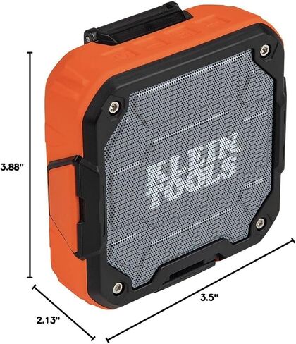 KLEIN TOOLS AEPJS2 Bluetooth Speaker with Magnetic Strip and Hook, Rechargeable, Wireless and Aux Capable, Hands Free Capable, 10 Hr Run Time, IP54 Dust and Water Resistant in Saudi Arabia