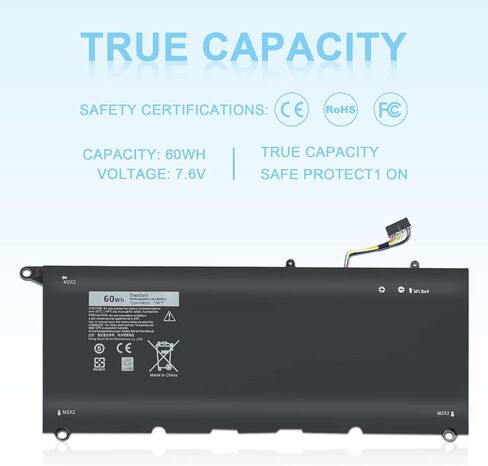 استبدال بطارية الكمبيوتر المحمول Ymawetia 60Wh PW23Y لسلسلة Dell XPS 13 9360 المتوافقة مع P54G002 0RNP72 0TP1GT 0PW23Y 13-9360-D1605G D1605T D1609 D1609G D1705G TP1GT RNP72 in Saudi Arabia