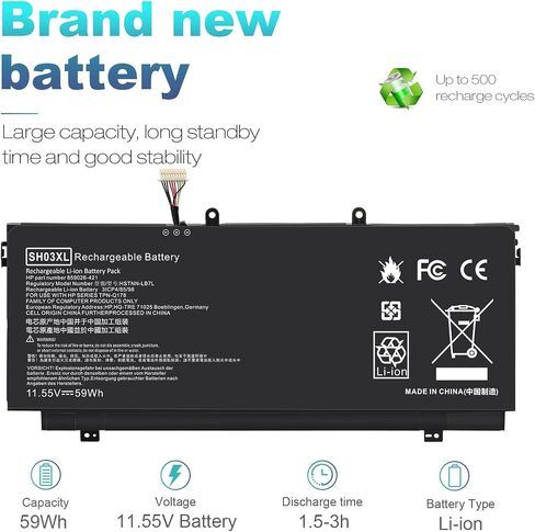 SH03XL Laptop Battery for HP Spectre X360 13-W023DX 13-AC001NA 13-AC013DX 13-AC033DX 13-AC037TU 13-AC052NA 13-W013DX 13-W031NG 13-W002NG 13-W003NG Series HSTNN-LB7L TPN-Q178 859026-421 901308-421 in Saudi Arabia