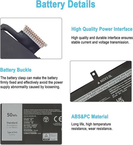 47XV3 50Wh Replacement Battery for Dell Latitude 9330 2-in-1 in Saudi Arabia
