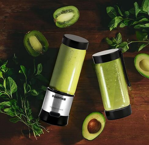 Portable Smoothie blender Glass bottle Mini USB rechargeable 2 battery Handheld Shakes blend Cup USB juicer Cordless Personal smoothies maker mixer (Stainless) in Saudi Arabia