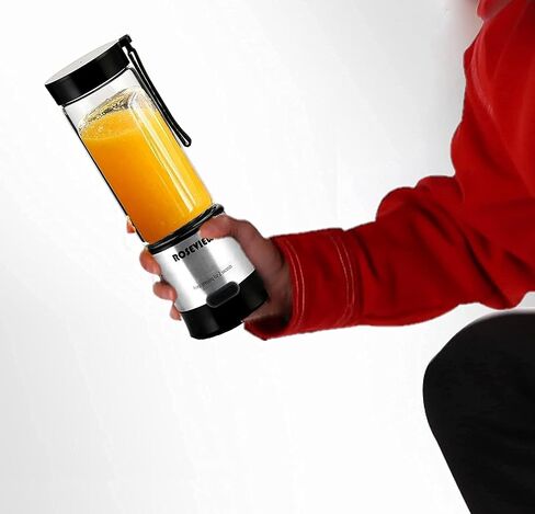 Portable Smoothie blender Glass bottle Mini USB rechargeable 2 battery Handheld Shakes blend Cup USB juicer Cordless Personal smoothies maker mixer (Stainless) in Saudi Arabia