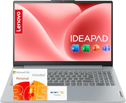Lenovo IdeaPad Slim 3i • 15.6" FHD Laptop with Microsoft 365 Included • Intel N100 • 4GB DDR5RAM • 128GB SSD • Windows 11 in Saudi Arabia