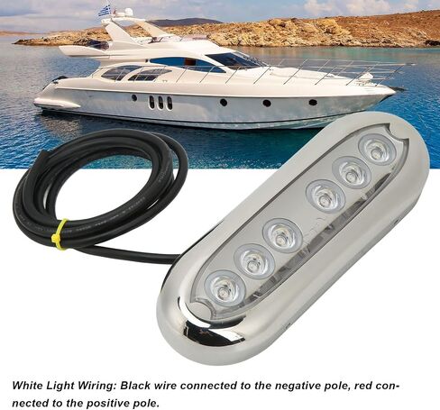 Boat Underwater Light, 12V 24V 6 LED Marine Submersible Lamp IP68 Hull Light for Ships Yachts Motorboats (White Light) in Saudi Arabia