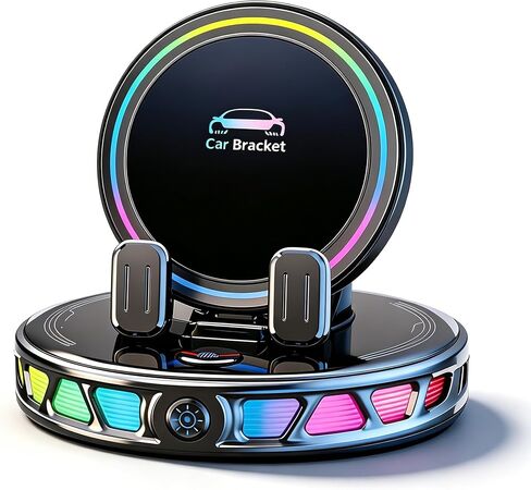 15W MagSafe Car Mount Charger with 7-Color RGB Light, Car Phone Holder for Your Car, Horizontal Mode Wireless Charging, 360° Rotating Strong Suction Mount for iPhone 17 Pro Max 16 15 14 13 12 in Saudi Arabia