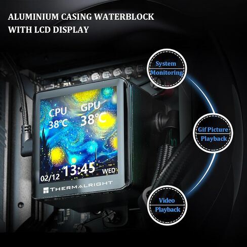 Thermalright Frozen Vision 360 ARGB Black V2-Liquid CPU Water Cooler، مع مراوح PWM، شاشة IPS LCD ذات صورة مربعة 2.88 بوصة لـ 480x480 بكسل، مبرد مياه وحدة المعالجة المركزية للكمبيوتر لـ AM4/AM5، Intel 1851/1700/115X in Saudi Arabia