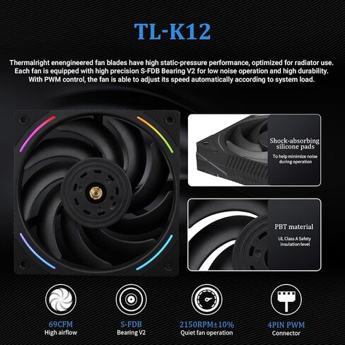 Thermalright Frozen Vision 360 ARGB Black V2-Liquid CPU Water Cooler، مع مراوح PWM، شاشة IPS LCD ذات صورة مربعة 2.88 بوصة لـ 480x480 بكسل، مبرد مياه وحدة المعالجة المركزية للكمبيوتر لـ AM4/AM5، Intel 1851/1700/115X in Saudi Arabia