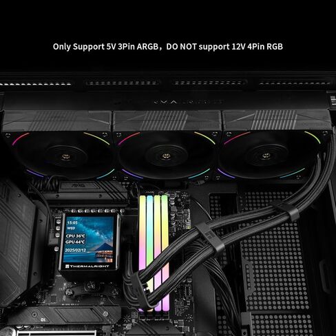 Thermalright Frozen Vision 360 ARGB Black V2-Liquid CPU Water Cooler، مع مراوح PWM، شاشة IPS LCD ذات صورة مربعة 2.88 بوصة لـ 480x480 بكسل، مبرد مياه وحدة المعالجة المركزية للكمبيوتر لـ AM4/AM5، Intel 1851/1700/115X in Saudi Arabia