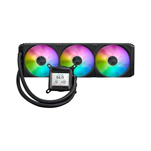 ASUS Prime LC ARGB LCD All-in-one CPU Liquid Cooler with Sharp Screen showcasing CPU & GPU Information with Different Background, high-Performance Pump, Daisy-chainable Fans, 6 Year Warranty in Saudi Arabia