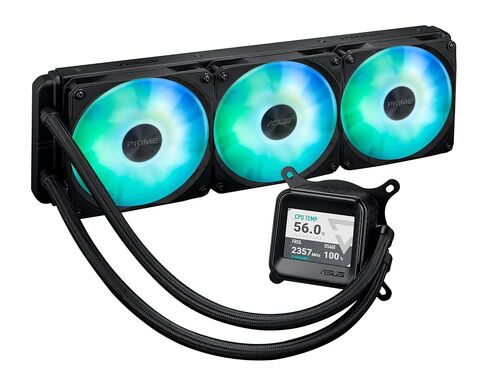 ASUS Prime LC ARGB LCD All-in-one CPU Liquid Cooler with Sharp Screen showcasing CPU & GPU Information with Different Background, high-Performance Pump, Daisy-chainable Fans, 6 Year Warranty in Saudi Arabia